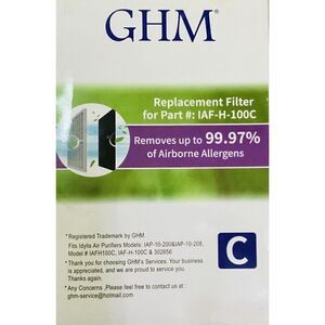 GHM Replacement Filter For IAF-H-100C Airborne Allergen Removal